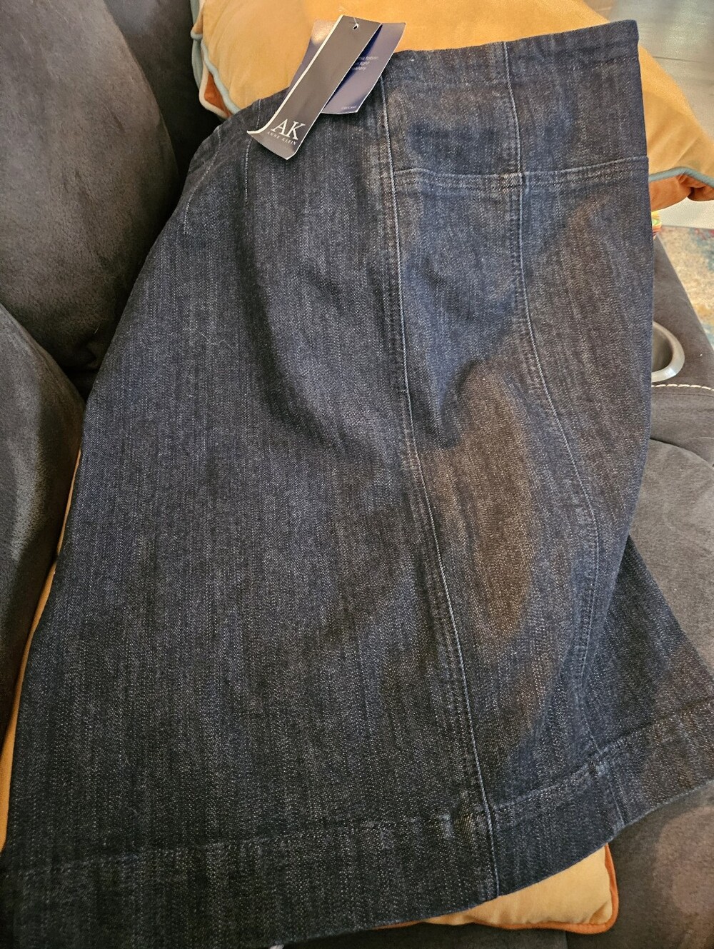 NWT Anne Klein Dark Indigo Denim Skirt Size 10 Panel Seam Classic With Slit